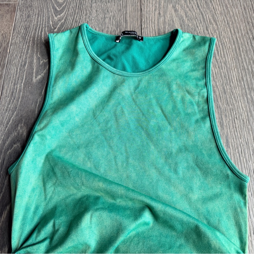 Zara Ruched Bodycon Dress in Yellow Green Size M-L - Picture 7 of 7